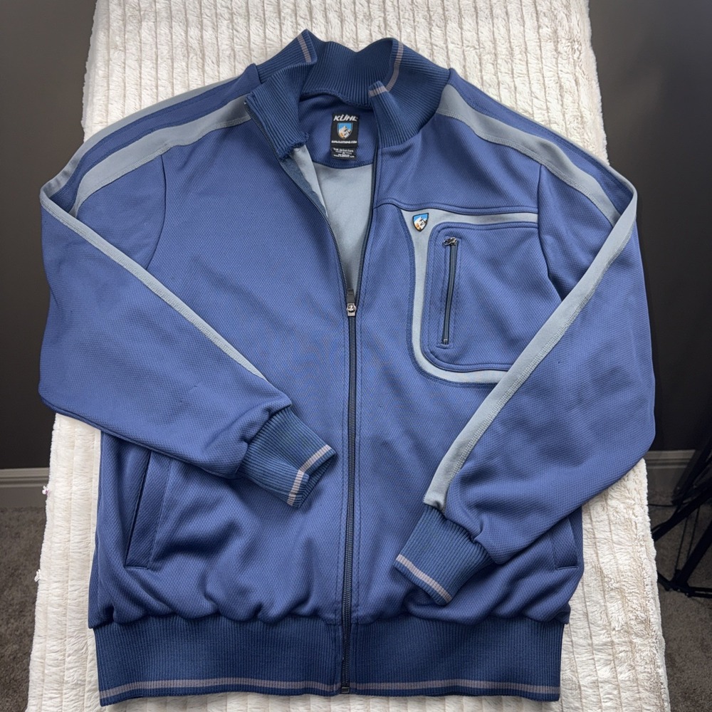 Kuhl Jacket Mens Size Medium M Performance Trak Track Blue/Gray Full Zip Pocket‎